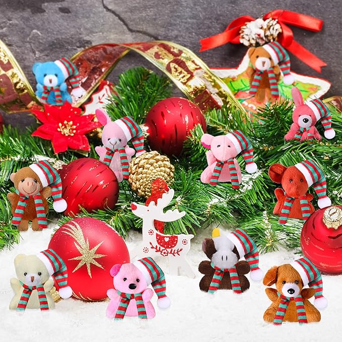 Skylety 50 Pcs Mini Stuffed Animals Bulk Cute Safari Jungle Small Plush Doll Toy Set Tiny Plush Keychain Decoration for Easter Party Favor Gift Carnival Classroom Prize(Assorted Animals,Vivid Color)