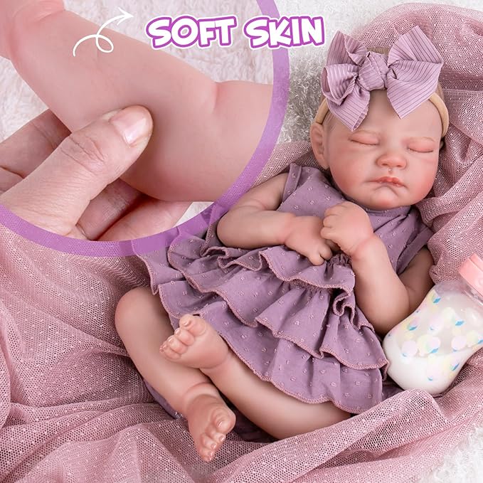 Aori Lifelike Reborn Baby Girl Dolls - Realistic 20-Inch Newborn Doll with Poseable Limbs and Feeding Kit, Weighted Real Life Reborn Baby Doll Gift Set for Seniors, Collectors and Kids 3+