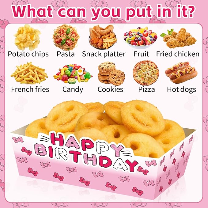 25Pcs Cartoon Cat Disposable Paper Food Trays for Cat Theme Birthday Party Supplies Baby Shower Decorations