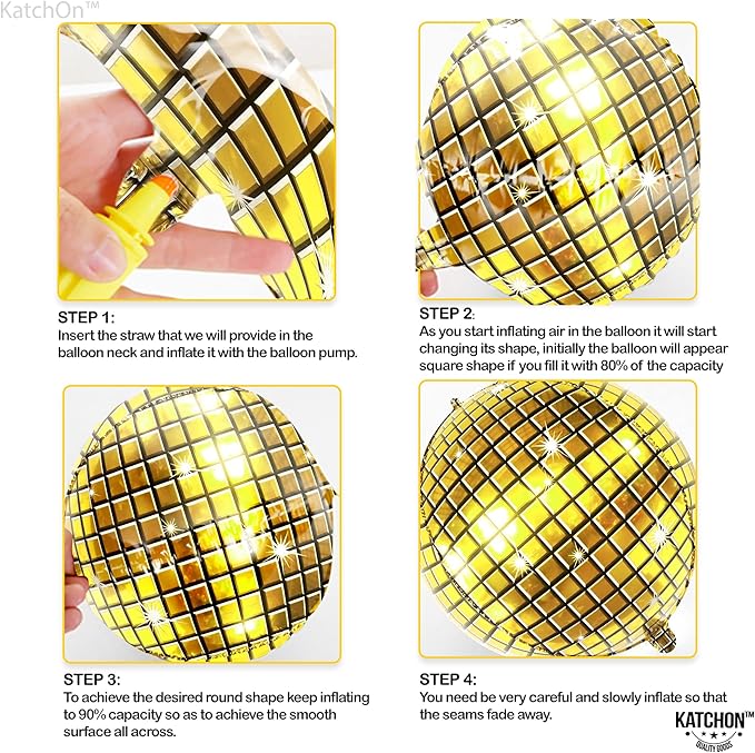 KatchOn, Huge Gold Disco Ball Balloons - 22 Inch Pack of 6 | 4D Disco Balloon for Golden Birthday Party Decorations, Gold Party Decorations | Disco Ball Decoration, Graduation Decorations 2026