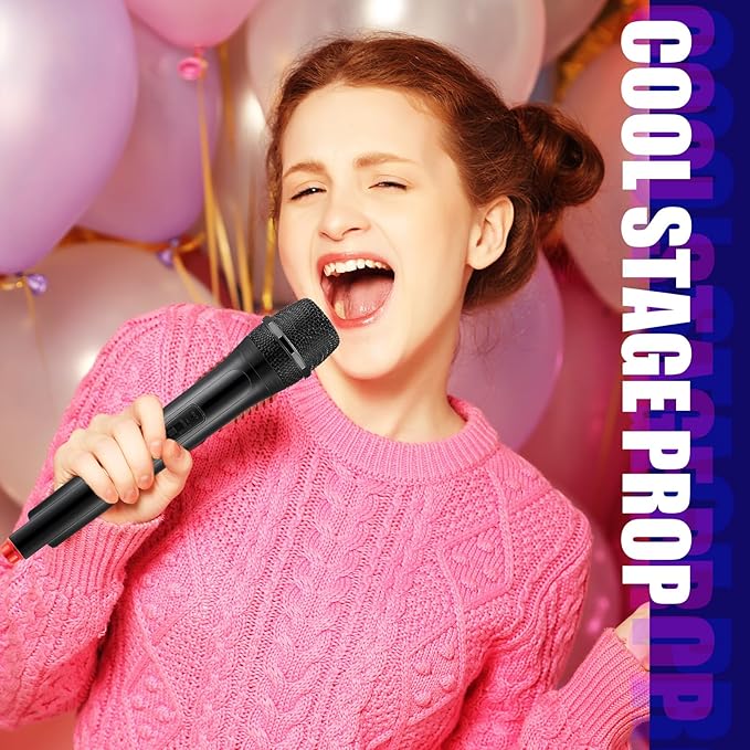 Sanwuta 12 Pcs Fake Microphone Prop Toy Plastic Microphone Prop Halloween Play Pretend Toy for Karaoke Costume Cosplay Reporter Stage Birthday Party Favors, 10.4 in