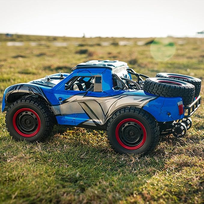 1/14 2.4GHz Remote Control High Speed Car 48KM/H 4 * 4 Off Road Vehicle Q130A RTR Car Carbon Brush Motor ESC LED Lights Battery Hobby Grade Model for Adult Hobby(Blue)