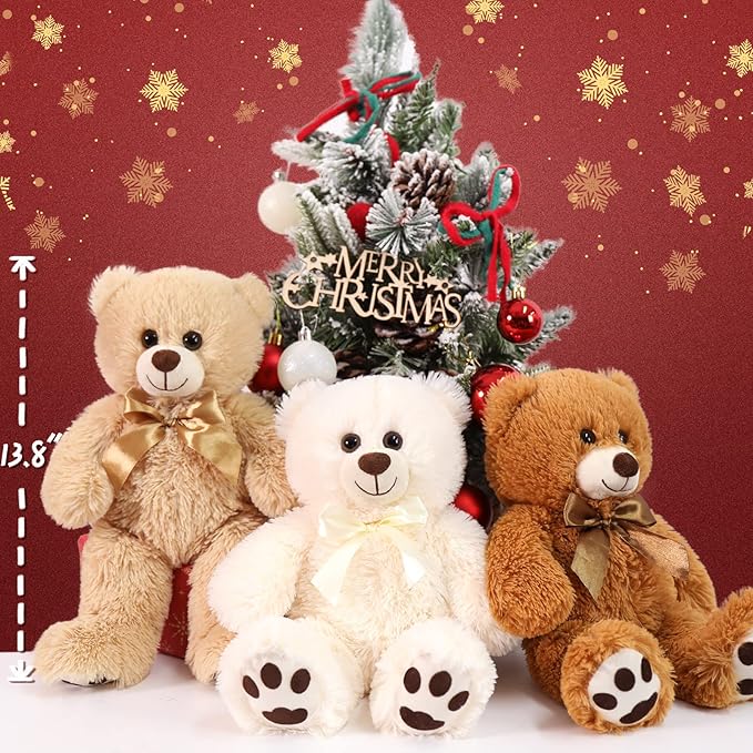 MorisMos Bulk Teddy Bears for Kids, 3-Pack Teddy Bear Stuffed Animals Bulk for Baby Shower, 14'' Teddy Bears Bulk,Soft Stuffed Bear Stuffed Animal Wholesale for Valentine's Gift Birthday Party Favors