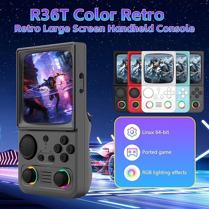 R36TMAX Retro Handheld Game Console, 4.0 Inch IPS HD Screen Retro Gaming Console, Handheld Game Console with 18000+ Classic Games, Supports WiFi Networked Fighting and OTG, Built-in 64G-Classic Gray