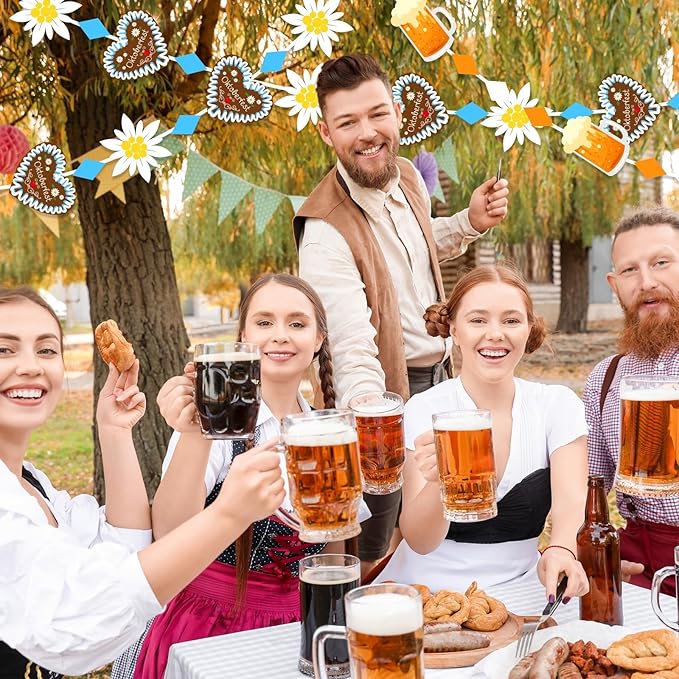 MARFOREVER 41 Ft Pre-Strung Oktoberfest Banner Oktoberfest Decorations, Bavarian German Party Hanging Garland Streamers Oktoberfest Signs for Beer Festival Oktoberfest Party Supplies