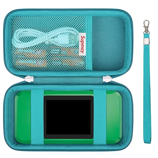 Supmay Hard Travel Case for My Arcade Galaga Pocket Player Handheld Game Console, Portable Video Game System Handheld Game Protection Case with Mesh Pocket for Batteries and USB-C Cable, Green+Green
