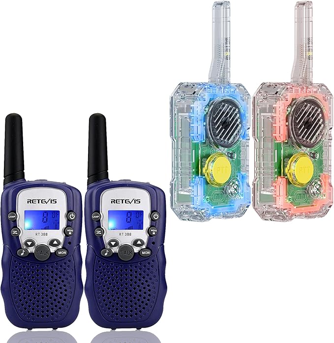 Retevis RT388 Kids Walkie Talkies, Toys for 6-12 Year Old Boys Girls, VOX Flashlight Bundle with EZTalk 80 Walkie Talkies for Kids, Science STEM Kits DIY Electronic Toys Christmas Stocking Stuffers