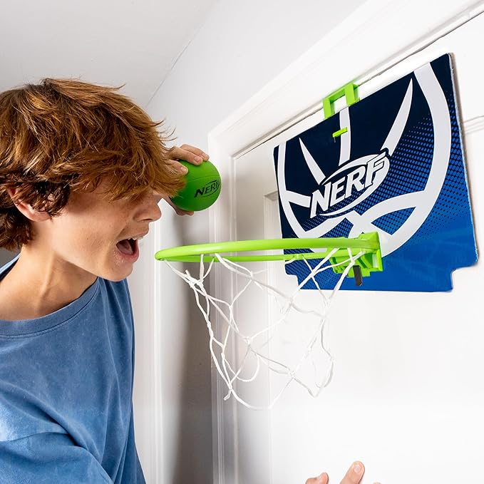 Nerf Nerfoop - The Classic Mini Foam Basketball and Hoop - Hooks On Doors - Indoor and Outdoor Play - A Favorite Since 1972