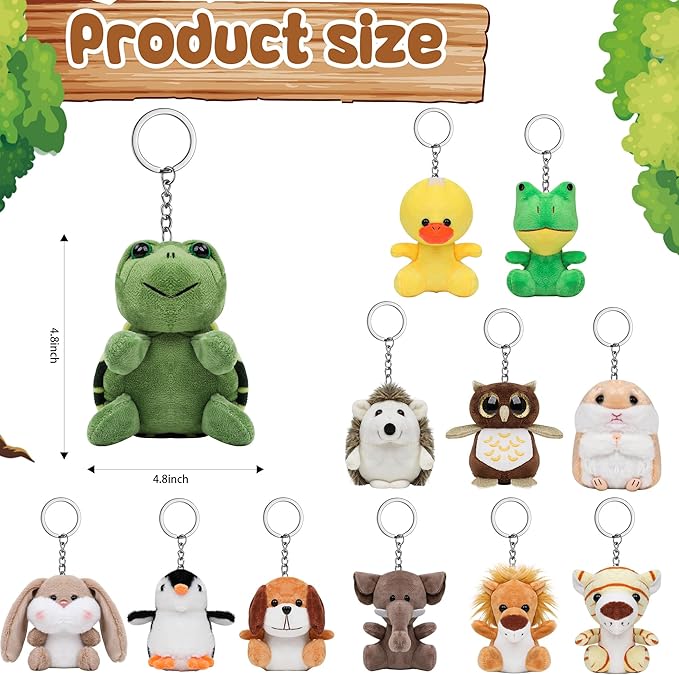 12PCS Safari Stuffed Animals - Jungle Stuffed Animals Toys Set Tiger Elephant Lion Squirrel Hedgehog Rabbit Forest Animals Gifts for Birthday Zoo Animal Party