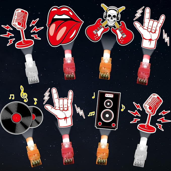 36 PCS Rock LED Finger Lights Music Party Favors Glow in the Dark Light Up Finger Lights Guitar Themed Toys Bulk for Birthday Party Goodie Bag Stuffer Birthday Gifts Classroom Prize