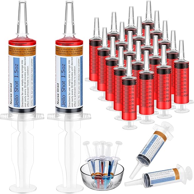 40 Pcs Nursing Graduation Party Supplies, 20 Pcs Plastic Syringes for Drinks, 20 Sticky Labels, Class of 2026 Graduation Decoration Nurse Party Supplies Bsn Rn Lpn Gift(45 ml)