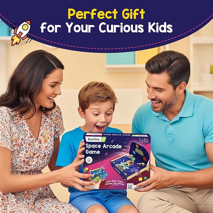 Smartivity Space Arcade Game for Kids 6+ Years I Fun 1-2 Player Shooting & Scoring Game I Birthday Gift for Boys & Girls 6,7,8,9,10,11,12,13,14 Years I Fun Screen-Free Activity for Kids