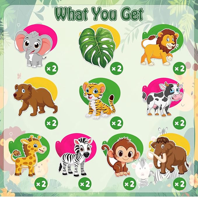 40Pcs Jungle Animal Hanging Swirl Decorations, Safari Animal Party Hanging Swirls Jungle Animals Tiger Lion Monkey Foil Swirls Ceiling Decor for Animals Theme Birthday Baby Shower Party Decor