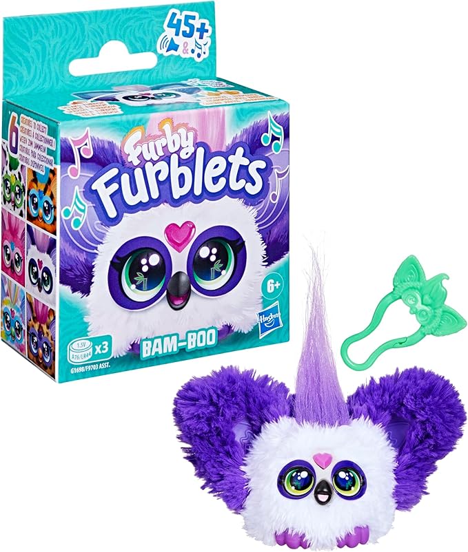 Furby Furblets Bam-Boo Mini Friend, Electronic Plush Toys for Girls & Boys, Panda, Black & White, Speaks Furbish & Plays Music, Series 5, Back to School Gifts, Ages 6+
