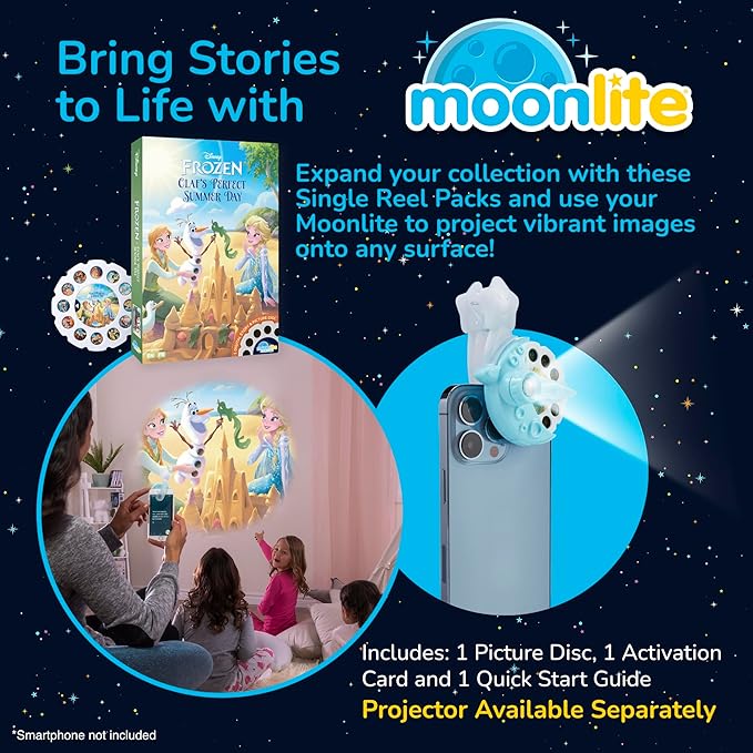 Moonlite Storytime - Disney's Frozen Olaf’s Perfect Summer Day Storytime Disc - A Magical Read - Projector Sold Separately - Digital Story w/ Sound FX - Learning Gifts for Kids Ages 1 Year & Up