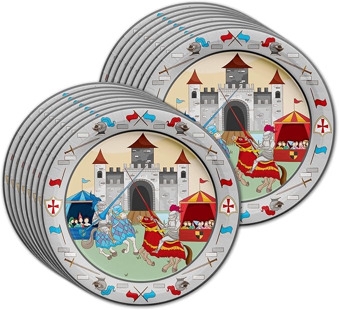 Medieval Knight Castle Birthday Party Supplies Set Plates Napkins Cups Tableware Kit for 16