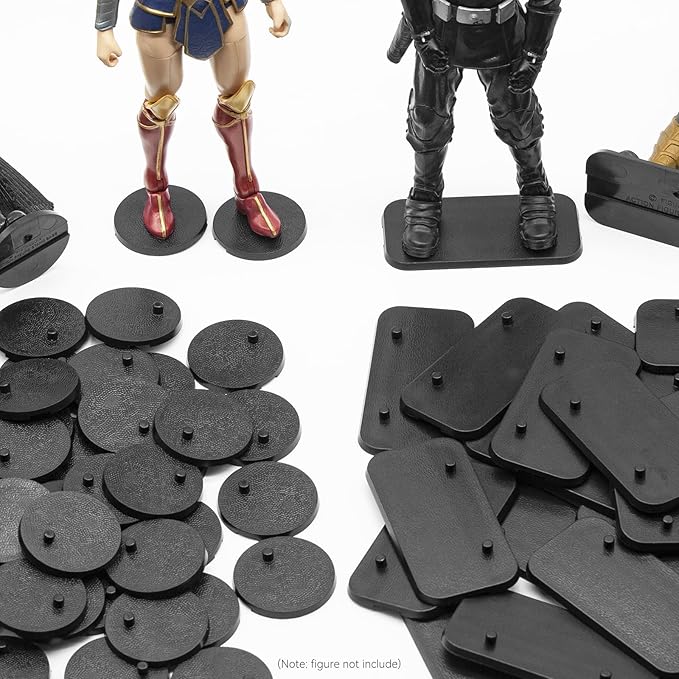 28PCS 6inch Action Figure Stand Bases, Assembly Display Holder Accessories, Fit for Most 1/12 Scale Mavel Legends Series/Gi Jeo Classified Series/D C/Mo tu Figures, Black/ Mix Square & Round Shape