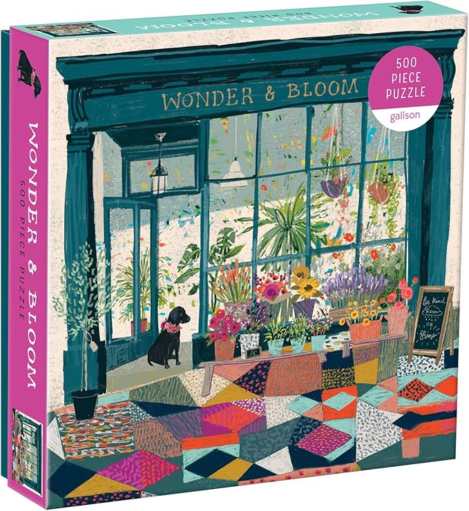Galison Wonder & Bloom Puzzle, 500 Pieces, 20”x20” – Brightly Colored Scene of a Welcoming Local Plant Shop – Challenging, Perfect for Family Fun, Multicolor