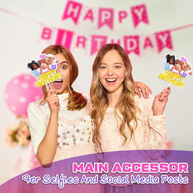 Happy Birthday Cake Toppers for Women – Vibrant & Glittery Gamer Cake Topper Decorations with Sturdy Cardboard – Easy-to-Install, Adjustable Women Birthday Party Decorations for a Festive Celebration