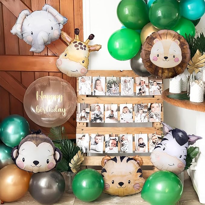 Jungle Safari Birthday balloons, Animal Balloons Décor Happy Birthday Party Decoration for Wedding Birthday Party (Number 6)