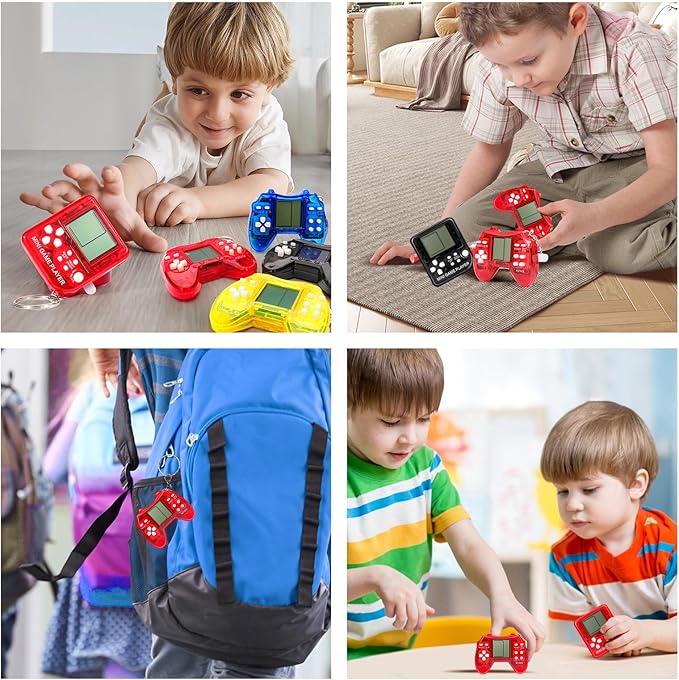 24Pcs Video Game Party Favors Valentines Day Gifts for Kids, Mini Game Keychain Arcade Party favors Birthday Supplies Classroom Prizes for Boys and Girls