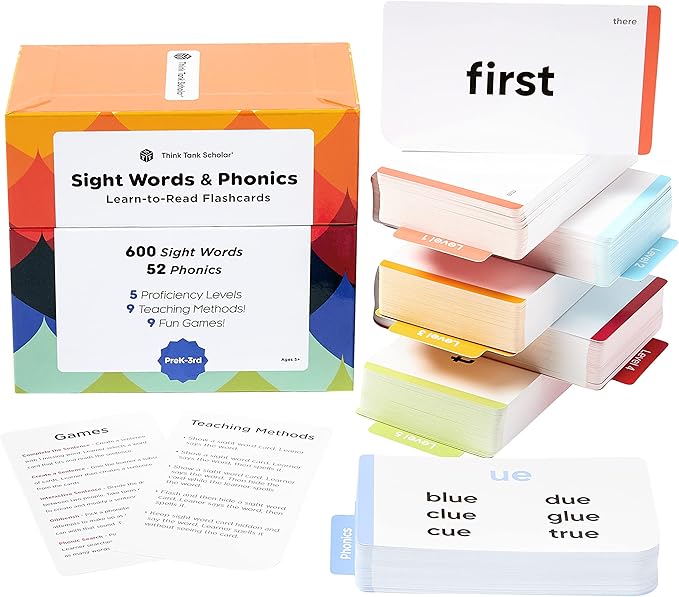 Award-Winning Learn to Read Flash Cards – 652 Sight Words & Phonics for Preschool to 3rd Grade – CVC Words, Blends, Vowel Sounds, Dolch & Fry High Frequency Words + Games