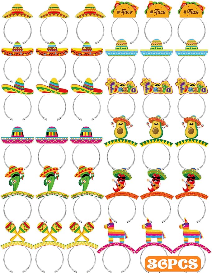 Melisheer Sombrero Party Hats, Mexican Sombrero Headbands, Colorful Cardboard Cinco De Mayo Headpieces, Fiesta Head Toppers