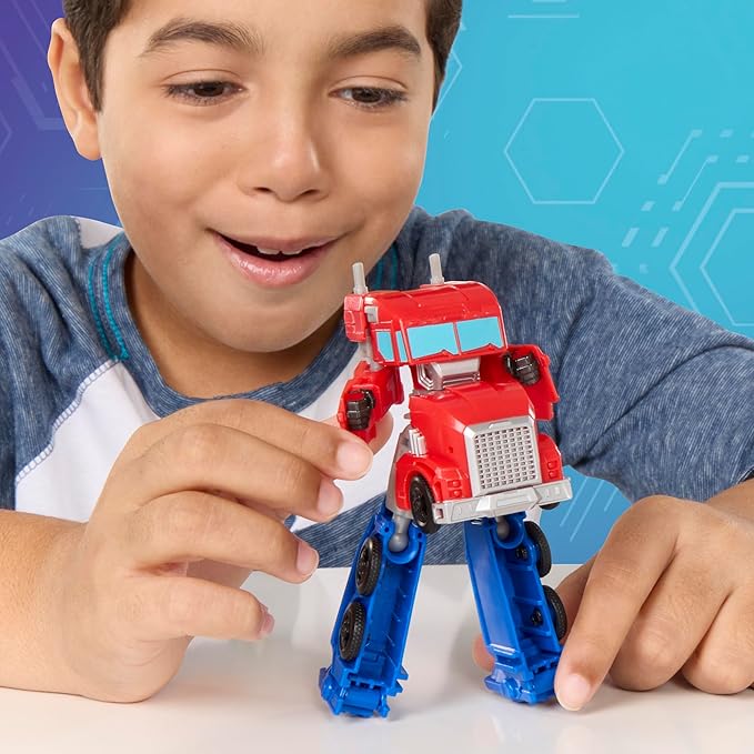 Transformers EarthSpark Optimus Prime Battle Trailer Playset with Action Figure, Lights and Sounds, Electronic Truck Toys for Kids 6 and Up