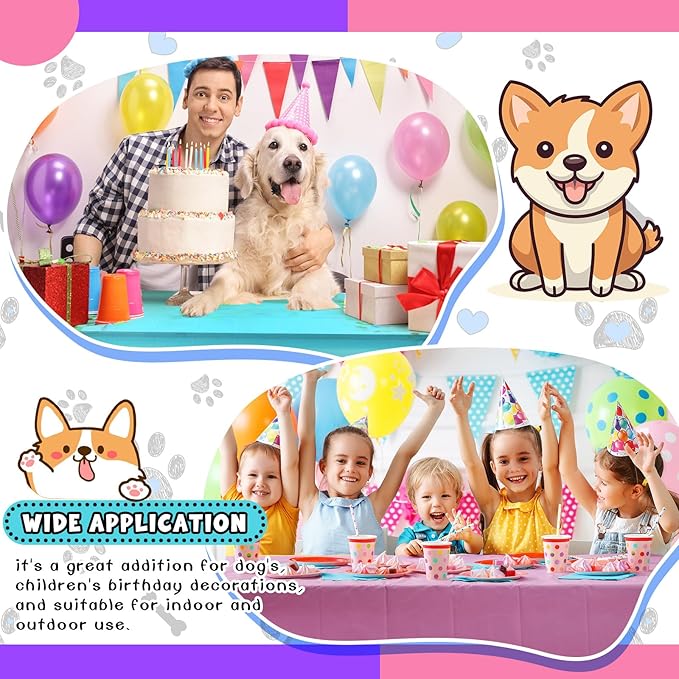 4 Pack Puppy Dog Pet Paw Print Plastic Tablecloth 54 x 108 Inches Purple Teal Pink Table Cover Paw Print Disposable Rectangle Table Cover for Pet Blue Dog Birthday Party Supplies