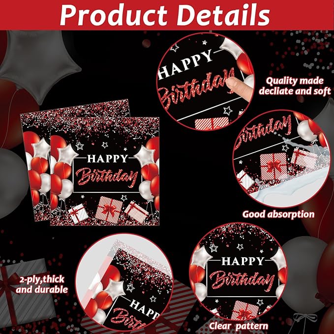 gisgfim 96 Pcs 70th Birthday Plates and Napkins Party Supplies 70 Years Old Party Tableware Set Red Black Dinner Dessert Plates 70th Birthday Decorations Favors for Man Women for 24 Guests
