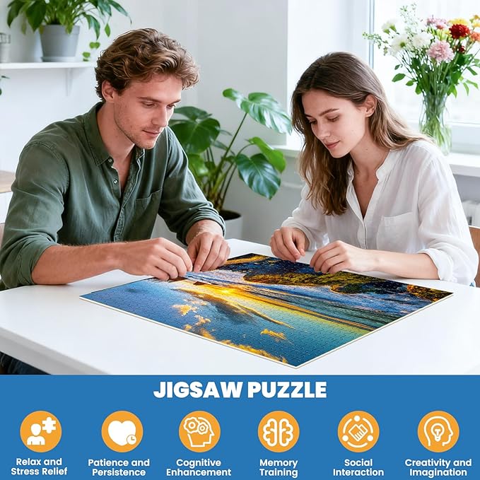 500 Pieces Puzzle for Adults - Olympic National Park Jigsaw Puzzle for Adults Teens,Recycled Cardboard Sunset Beach Puzzle 500 Pieces,Challenging Game for Family Fun & Gift Idea,20.5 x 15 in