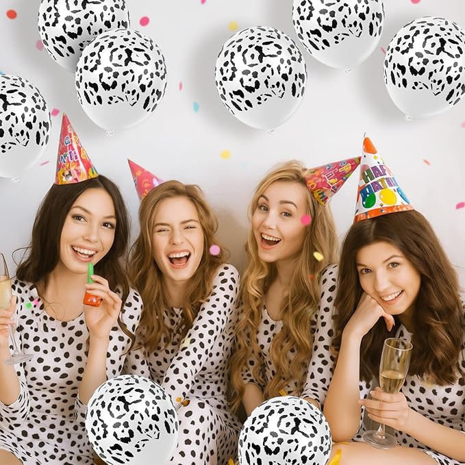 Gejoy 36 Pcs Cheetah Balloons White and Black Leopard Print Balloons 12 Inch Spots Latex Leopard Jungle Animal Decorations for Cheetah Zoo Theme Birthday Party Supplies