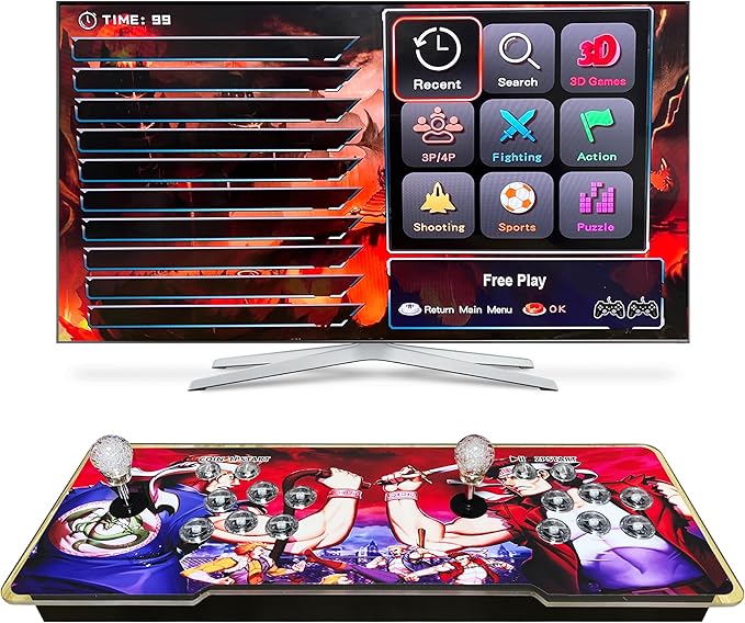 [32000 Games in 1 78S Pandora Box Arcade Game Console Compatible PC & Projector & TV,3D Games 1-4 Players Double Joystick Favorite List Game Category Save/Search/Hide/Pause