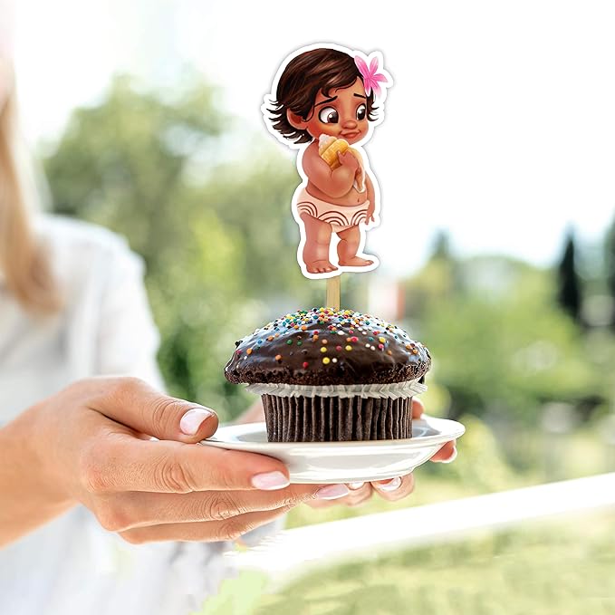 Bby Mna Cupcake Topper - Elegant Dessert Decoration | Ocean Theme Party Decor | Stylish & Reusable Cupcake Topper for Birthday Celebrations