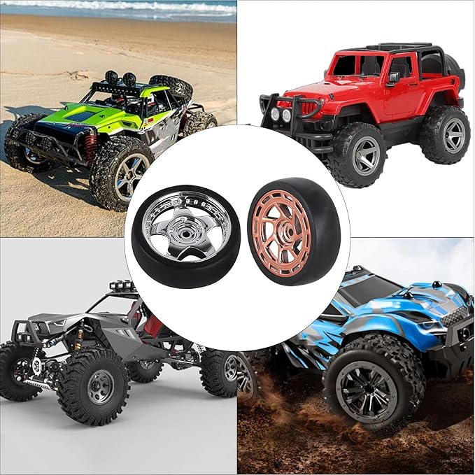 4PCS Black Toy Car Wheel Tires,48mm Simulation Rubber Tire Toy Model Spare Parts Easy Installation Small in Size,Remote and App Controlled Vehicles Parts Tires