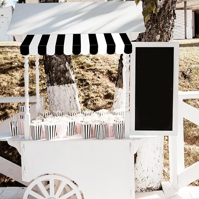 2 Piece Circus Awning Decoration 3D Black White Carnival Tent Awning Wall Decorations for Circus Theme Party, Carnival Stand, Party Favors Supplies (Black and White)
