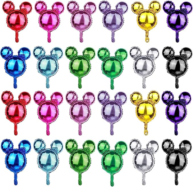 24 Pcs Mouse Head Foil Balloons Colorful Mouse Birthday Mylar Balloons Party Supplies Kit Mouse Aluminum Foil Balloon for Kids Birthday Baby Shower Theme Party Decoration Supplies Photo Props,16"