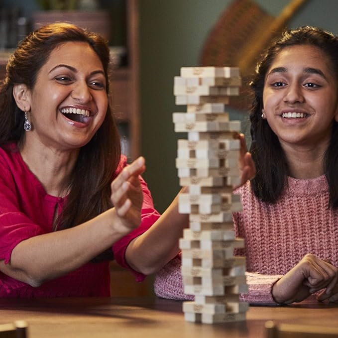 Hasbro Gaming Jenga Wooden Blocks Stacking Tumbling Tower Game | Party Games for Kids & Families | Stocking Stuffers | Ages 6+ (Amazon Exclusive)