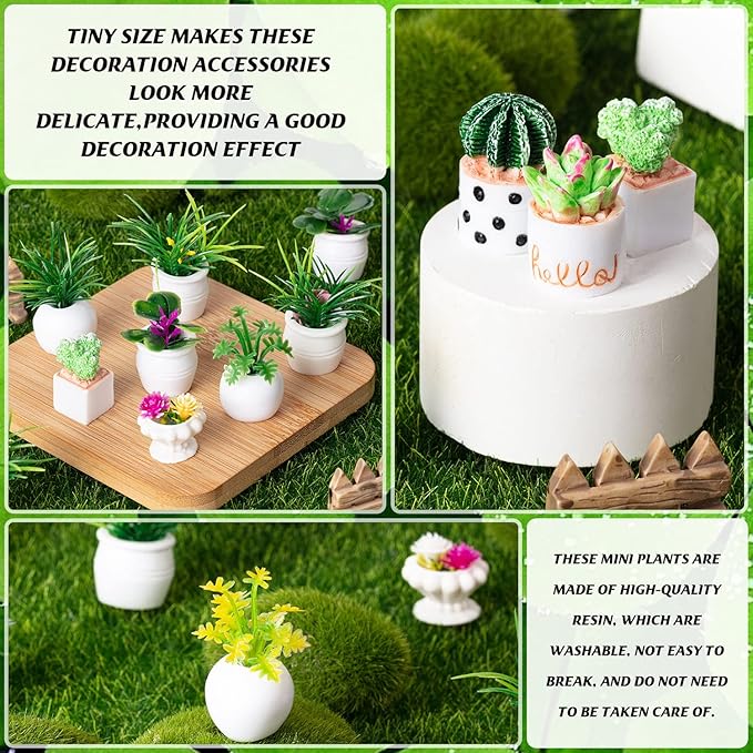 26Pcs Miniature Potted Plants, Mini Artificial Plants, 1:12 Scale Doll House Accessories, Suitable for Dollhouse Decoration, Christmas Birthday Present, DIY Handicrafts