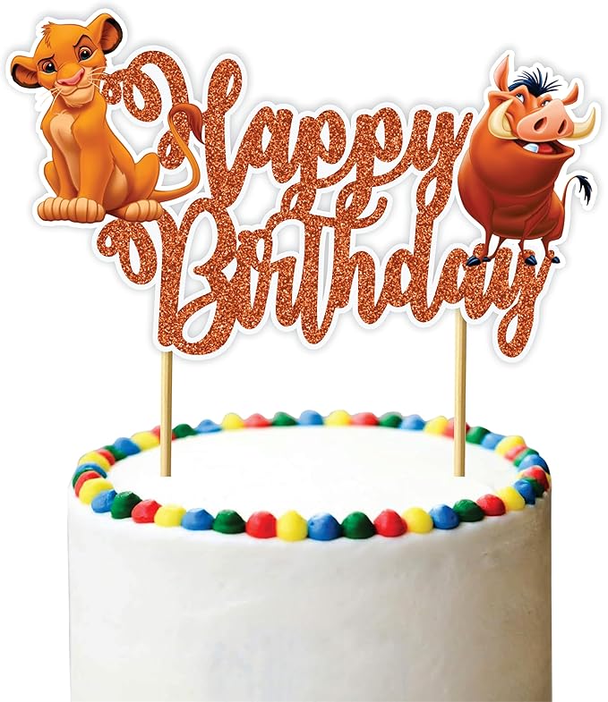 The Lion Kng Happy Birthday Cake Topper – Jungle Safari Theme Birthday Decoration – Fun and Colorful Cake Accessory for Adults – Perfect Party Supplies for Boys and Girls The Lion Kng Birthday Party