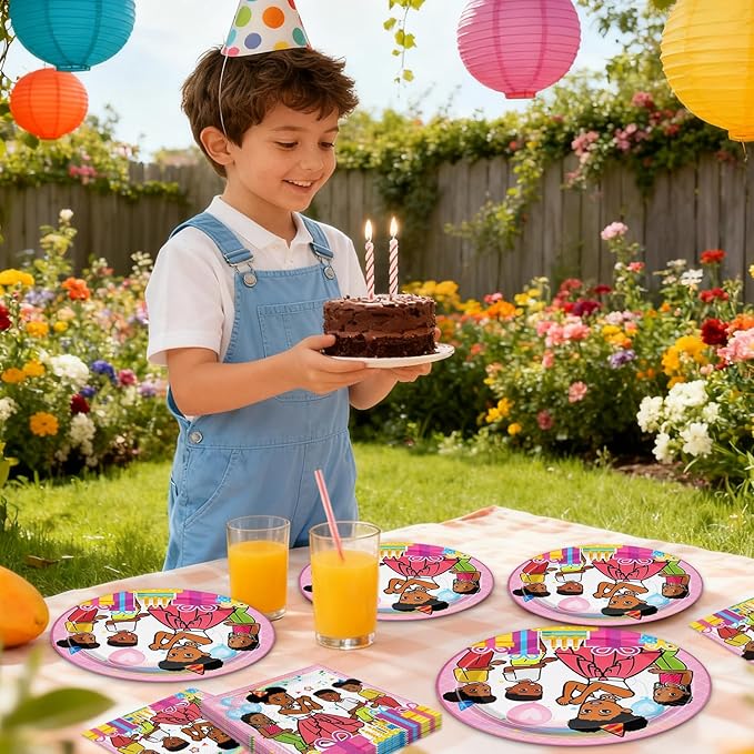 Gracies Corner Party Supplies 41Pack include 20 plates, 20 napkins 1 tablecloth for Gracies birthday party Decoration