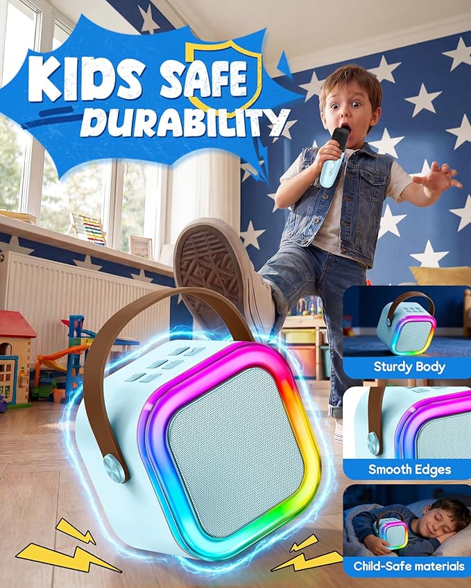 Mini Karaoke Machine for Kids, 2026 TOP Toys Birthday Gifts Ideas for Girls Ages 4, 5, 6, 7, 8, 9, 10, 12+ Years Old, Portable MP3 Player with 2 Wireless Mics for Family Home Party