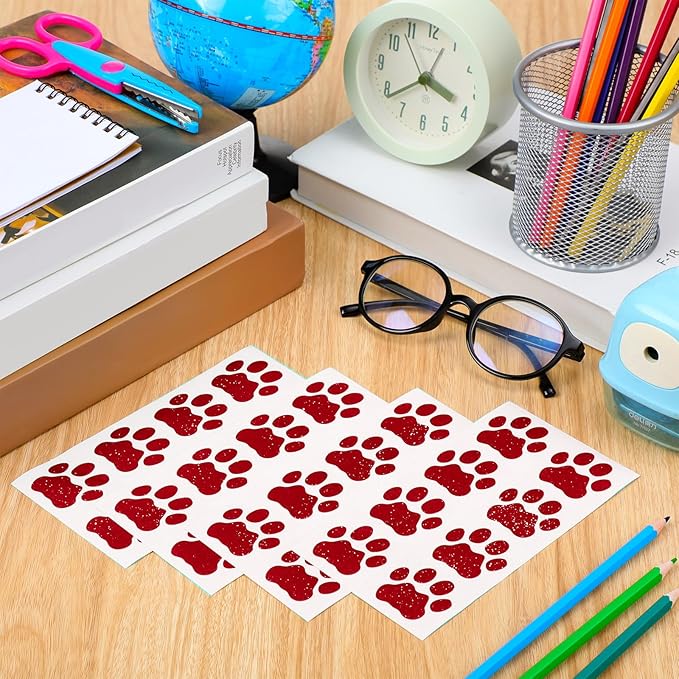 120 Pairs Burgundy Eye Black Bulk Tiger Paw Football Stickers Sport Glitter Eyeblack Sticker Team Spirit Accessories for University College Game Day Sports Fans Themed Party Supplies