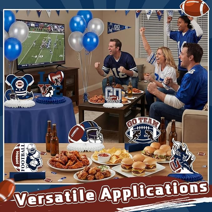 Marspark 12 Pcs Cowboy Football Party Decoration Centerpieces Birthday Party Supplies Cowboy Football Honeycomb Centerpieces Sports Theme Decor for Kids Boys Birthday Baby Shower