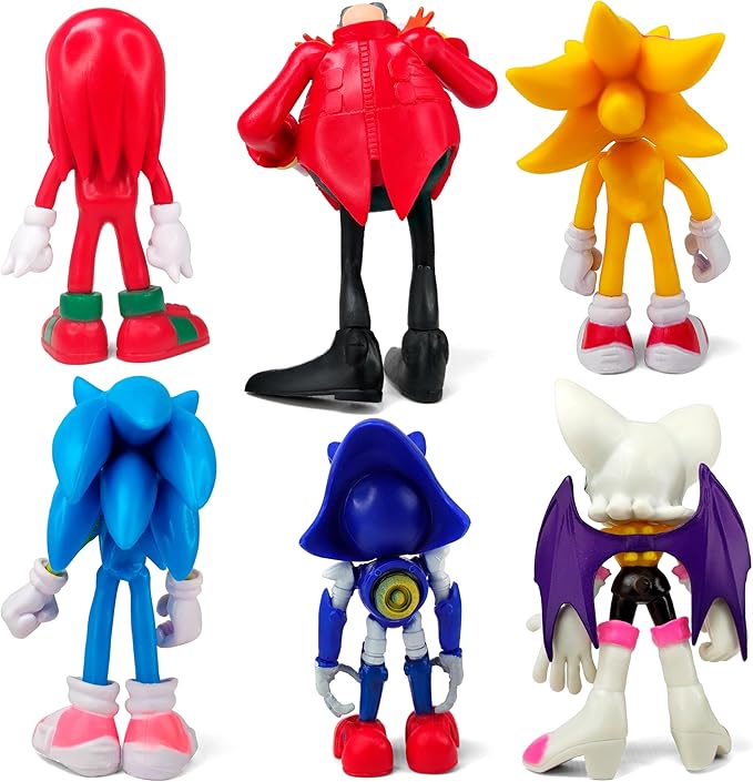 Toysvill Sonic The Hedgehog Big Action Figures (Set of 6 pcs), Collection Toys, Birthday Cake Decoration Party Supplies Cake Topper