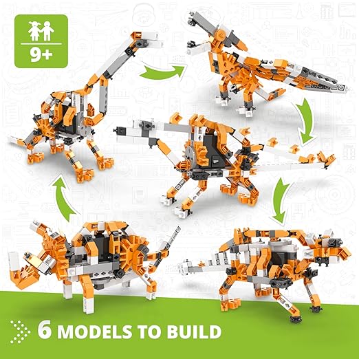 Engino STEM Kit, Learning About Dinosaurs, Building Toys for Kids 9+, STEM Projects, Learning & Education Toys, Engineering Kit, Gifts for Boys & Girls (5 Motorized Models)