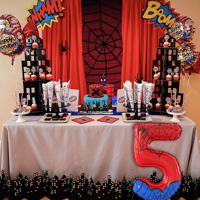 40 Inch Giant Spider Theme Number Foil Balloons - Large Number 5 Balloons for Kids' Birthday Anniversary Party Decorations Supplies (Numbers 0-9 Available)