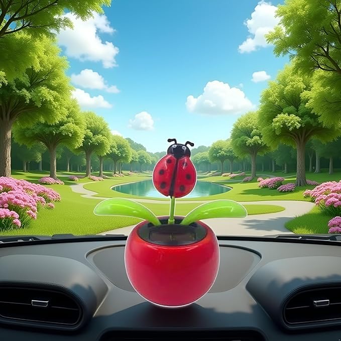 1 Pcs Red Solar Dancing Flower Car Dashboard Decorations - Funny Solar Powered Dancing Flower Pot Car Ornaments Flower Swinging Decoration for Car Decor,Solar Power Kits Learning and Education