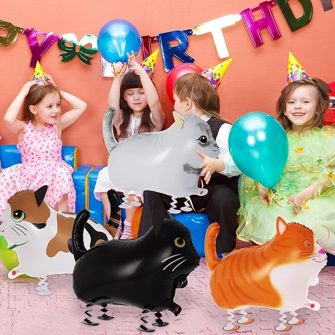 8 Pcs Walking Cat Balloons,Cat Balloons,Walking Animal Foil Mylar Balloon,Farm Birthday Decorations for Cat Theme Party Supplies (Cat-8 Pcs)