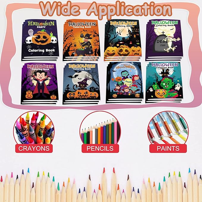 Lyosehy 24PCS Coloring Books Halloween Theme Party Favors Halloween Coloring Books Bulk Halloween Theme for Kids Home School Activity